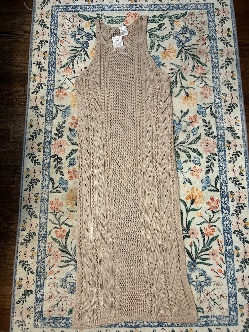 Sleeveless Knit Swim Coverup Dress in Beige